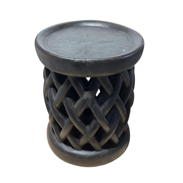 1980s Vintage Lg Tribal Nobility Bamileke Spider Stool/Table Cameroon 18" H For Sale - Image 5 of 8