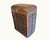 Large antique Japanese bamboo storage trunk with hinged lid, brass latch, brass ring handles, and bamboo frame trim. Dark...
