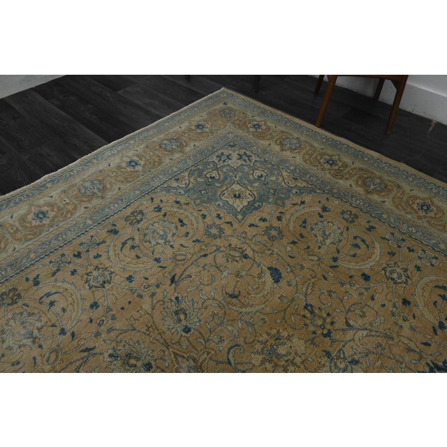 1970s 1970s Vintage Persian Handmade Wool Cotton Orange Area Rug For Sale - Image 5 of 11