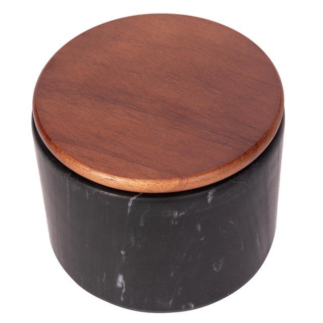 Modern Artifacts Trading Company Storage Canister with Sealed Wood Top in Black, Small For Sale - Image 3 of 3
