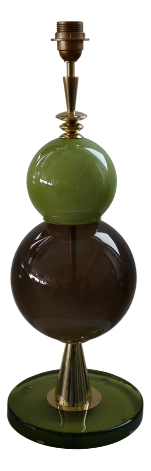 Mid-Century Modern Table Lamp in Art Glass and Brass, 2000