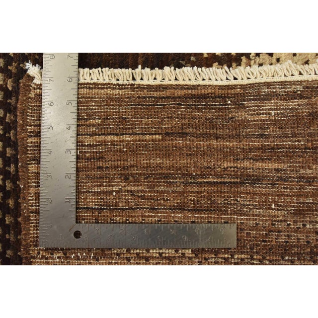 Gabbeh Rug 5′ X 6’4” Brown Gray Wool Contemporary Hand-Knotted Carpet For Sale - Image 12 of 12