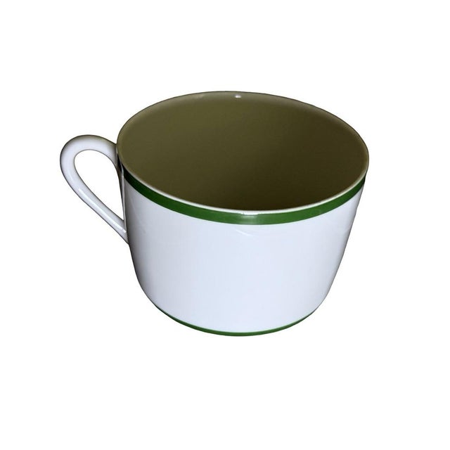 1990s Bill Goldsmith Site Carot New Florida Green Limoges Cup & Saucer Set of 5 - 10 pcs For Sale - Image 9 of 14