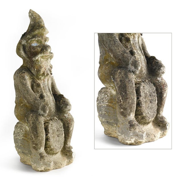 Cement garden dwarf. Cement sculpture. Represents a garden gnome. Ideal to place in a garden or indoors. This piece is...