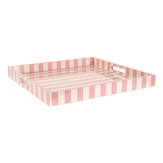 Soho Pink Stripe Tray For Sale