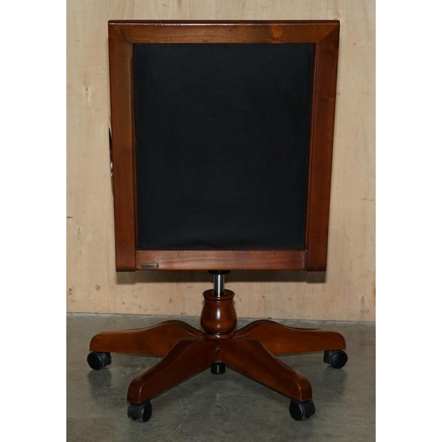 Black Leather and Cherrywood Grange Paris Captain's Chair from Harrods London For Sale - Image 15 of 18