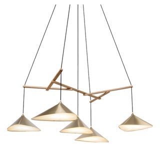 Emily Group of Five Pendant Chandelier in Brass by Daniel Becker for Moss Objects For Sale