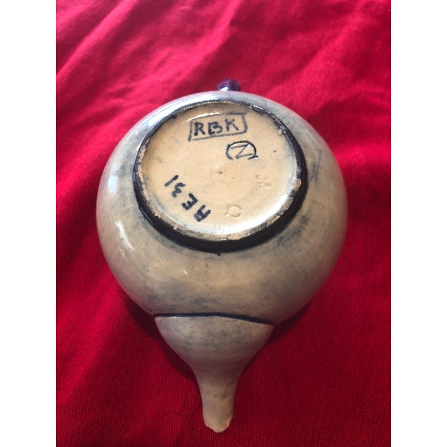 Vintage Mid-Century Gray & Blue Stoneware Teapot For Sale - Image 4 of 5