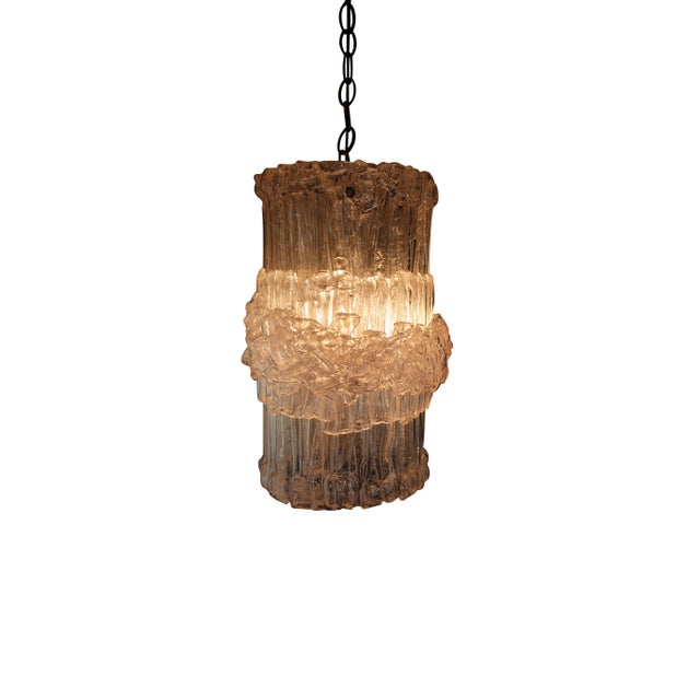 Brass Vintage Lucite Frosted Hanging Pendant Light With Brass Chain For Sale - Image 8 of 12