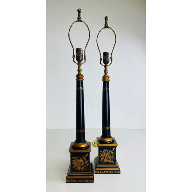 Metal Handsome Hand Painted French Country Table Lamps by Sarreid Ltd. /a Pair For Sale - Image 7 of 11