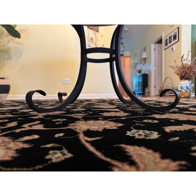 Arhaus Italian Travertine Mosaic Dining Table, 54" Round, Wrought Iron Base For Sale In Chicago - Image 6 of 8