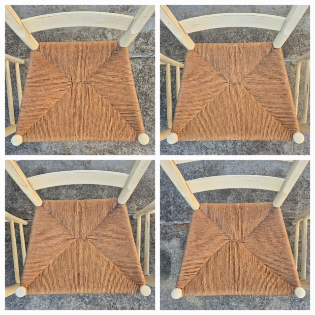 1990s 1990s Ethan Allen French Country Pine Ladder Back Rush Seat Dining Chairs, Set of 4 For Sale - Image 5 of 12