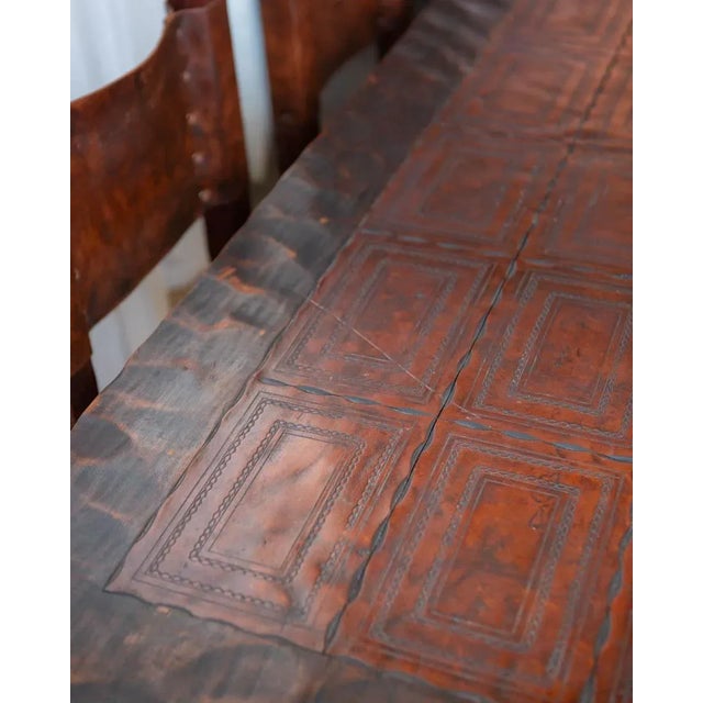 1980s Brazilian Leather and Wood Dining Set - Table and 6 Chairs For Sale In Columbus - Image 6 of 18