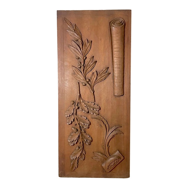 Antique Hand Carved Wood Relief Wall Architectural Salvage Panel Sculpture Art For Sale