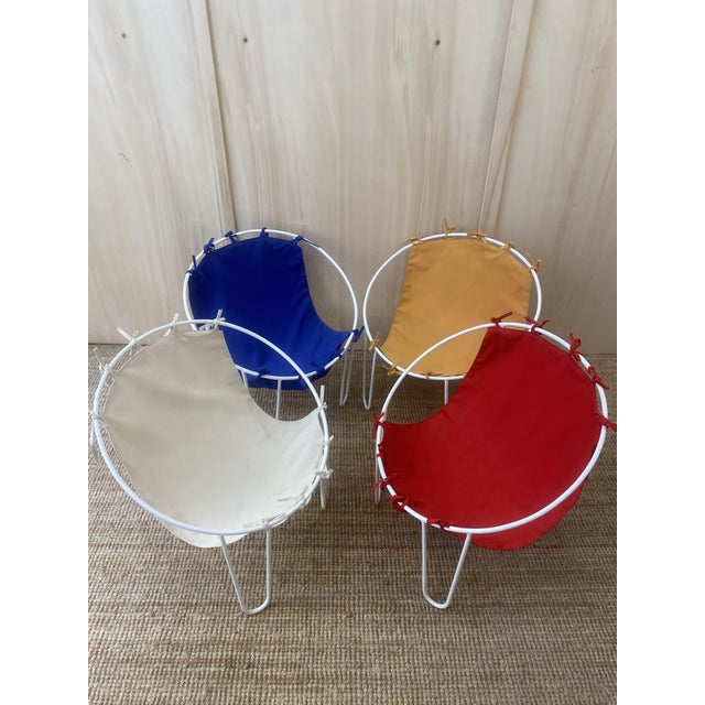 Red Vintage French Outdoor Armchairs, 1950s, Set of 4 For Sale - Image 8 of 15