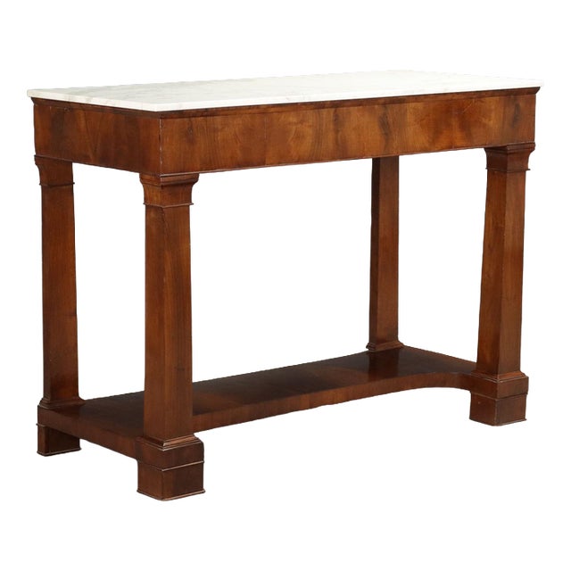 Empire Console Table in Poplar and Walnut, 1800s For Sale