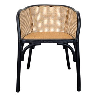 Pottery Barn Barrel Back Cane Dining Armchair For Sale