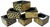 Striking set of six hand-carved wooden napkin rings. Crafted from solid wood with a black lacquered finish, each square...