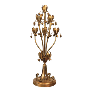 Vintage 32" Italian Hollywood Regency Gold Tulip Table Lamp