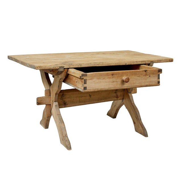 Rustic Antique Swedish Pine Kitchen Table, 1840 For Sale - Image 3 of 12