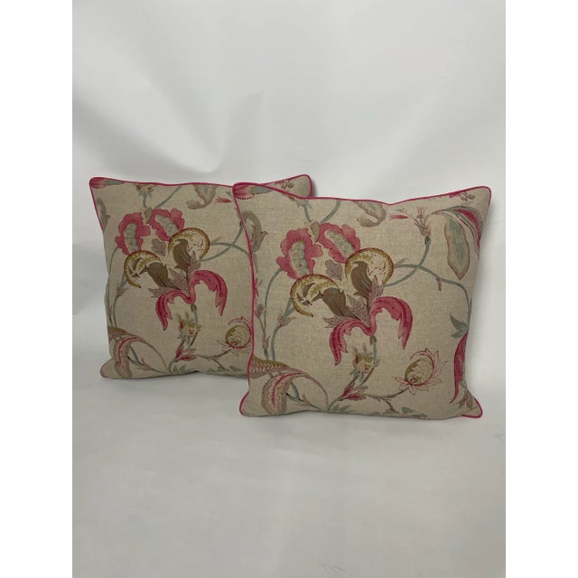 Fabricut Inc. Fabricut Botanical Pink Abstract Flower Pillows - Pair For Sale - Image 4 of 11