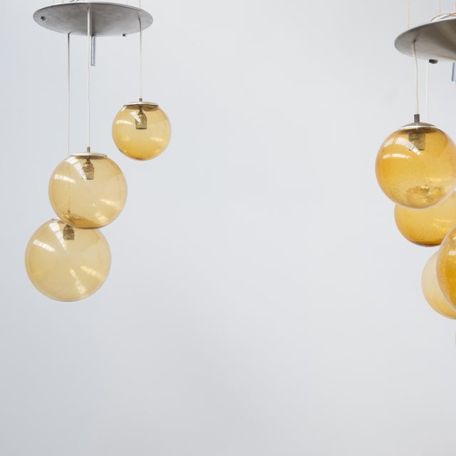 Vintage Parscot Pendant Light in Bubbled Glass, 1970 For Sale - Image 9 of 12
