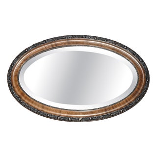 Antique Victorian Oval Hand-Carved Flamed Hardwood Framed Mirror For Sale