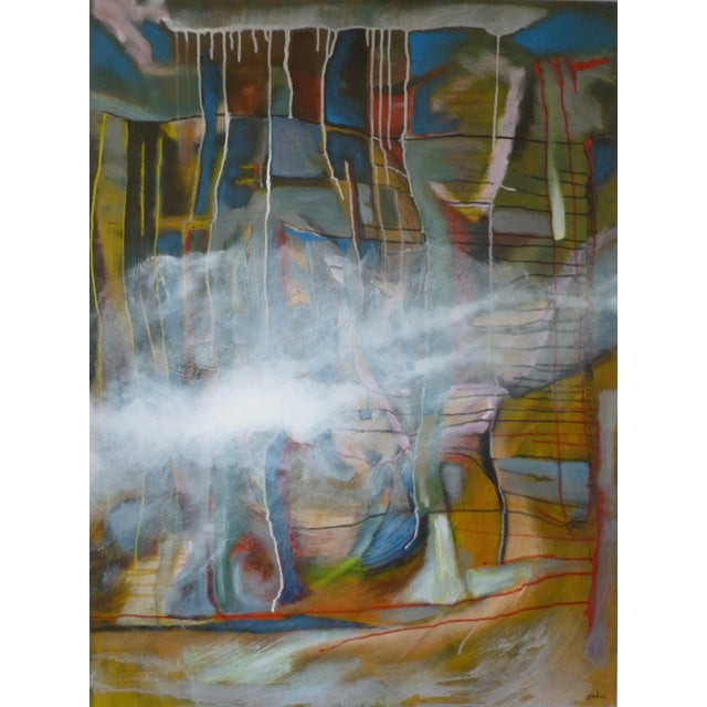"Lower Falls" Large Abstract Oil and Acrylic Painting by Scott Spencer For Sale