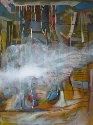 "Lower Falls" Large Abstract Oil and Acrylic Painting by Scott Spencer