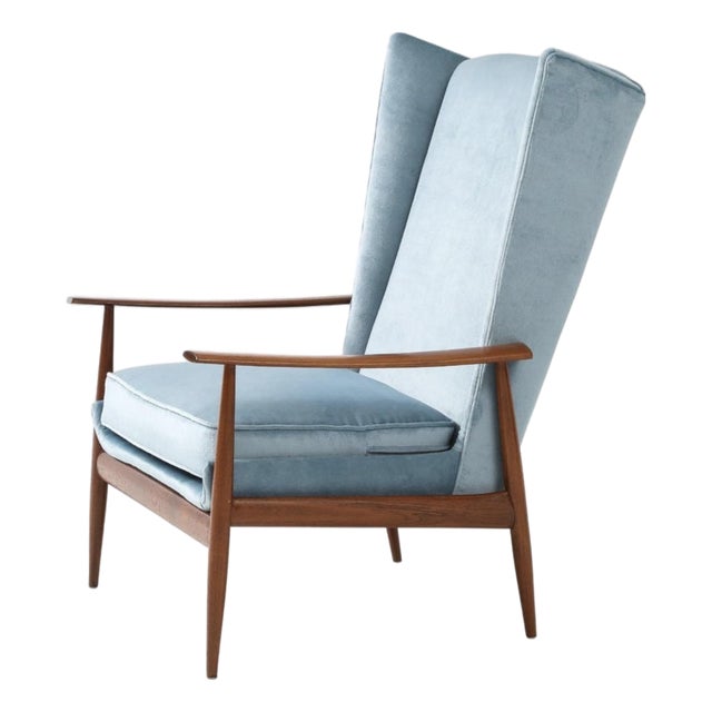 1950's Arne Vodder Attributed Wing-Back Teak Lounge Chair For Sale