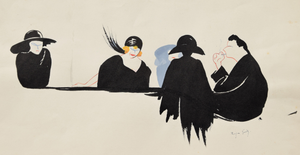 Roger Guit, Theatregoers (Paris), 1920s, Ink & Watercolor