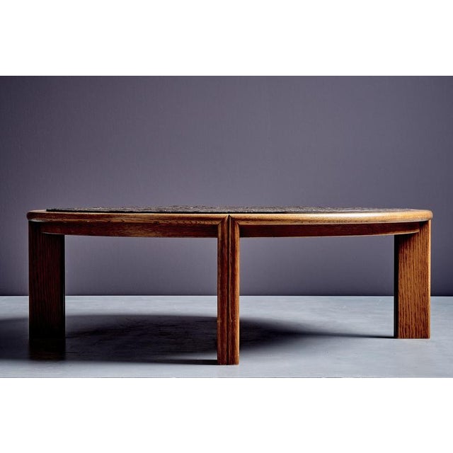 Narrow Oak Coffee Table with Slate Insert, France, 1970s For Sale - Image 4 of 10