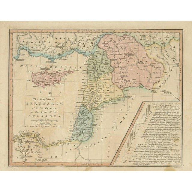 Kingdom of Jerusalem Map with Crusades Holy Land by Wilkinson, 1817 For Sale - Image 13 of 13
