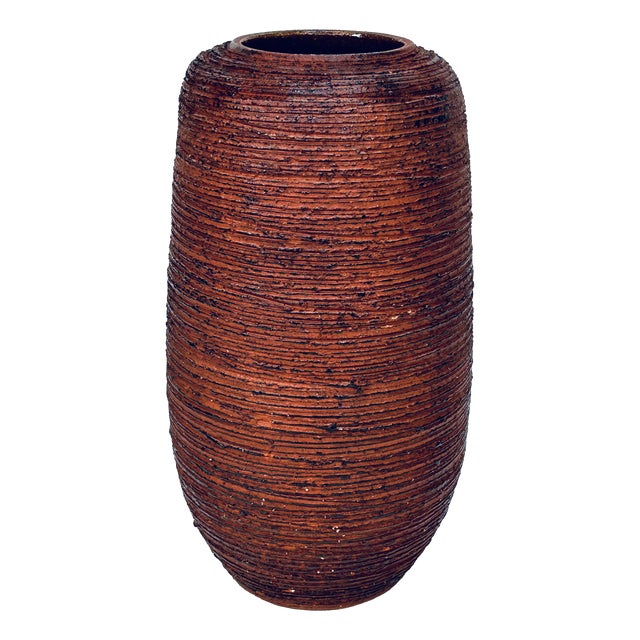 Large Handcrafted Fire Clay Ceramic Art Floor Vase from Spara Keramik, Germany, 1950s For Sale