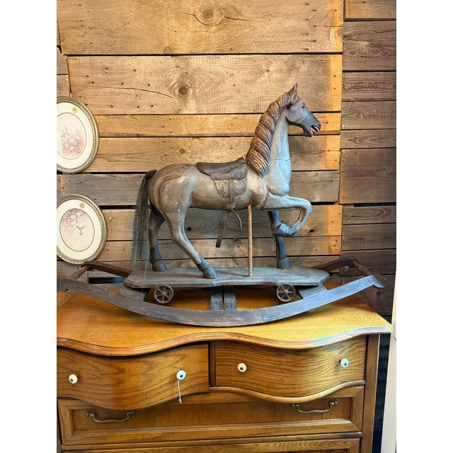 Late 20th Century 19th Century Painted, Carved Rocking & Pull Horse, Circa 1870-1880 For Sale - Image 5 of 9