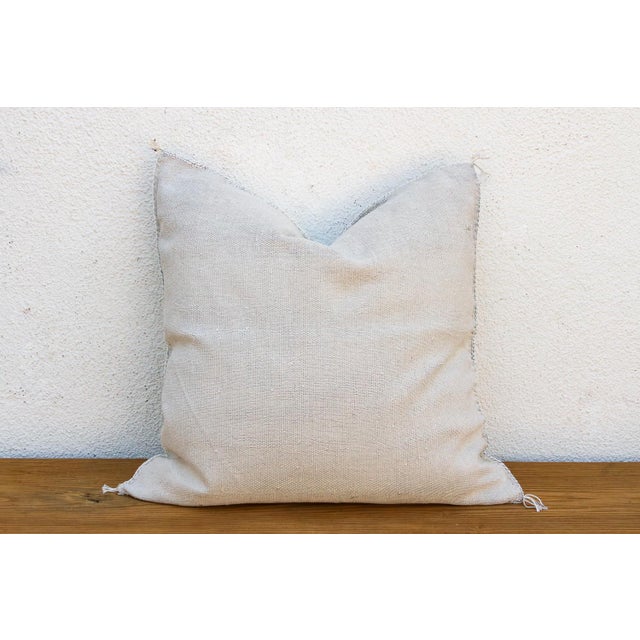 Ivory 24" Riad Weave Moroccan Silk Pillow For Sale - Image 8 of 9