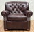 Vintage Tufted Leather Writers Chair With Ottoman For Sale - Image 4 of 18