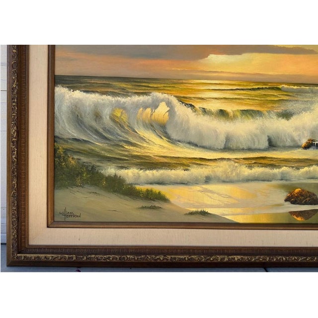 Listed Artist William Hoffman X Large Gold Gilt Framed Sunset Seascape 1970 For Sale In San Diego - Image 6 of 18