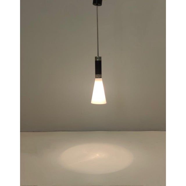 Stilnovo Vintage Opaline Glass and Chrome-Plated Brass Pendant from Stilnovo, 1960s For Sale - Image 4 of 10