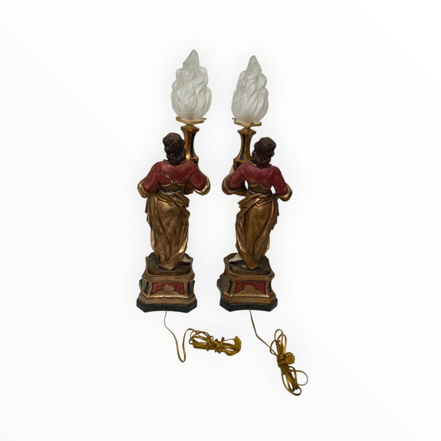 Vintage Maitland-Smith Italian Baroque Style Figural Table Lamps - a Pair For Sale In Palm Springs - Image 6 of 8