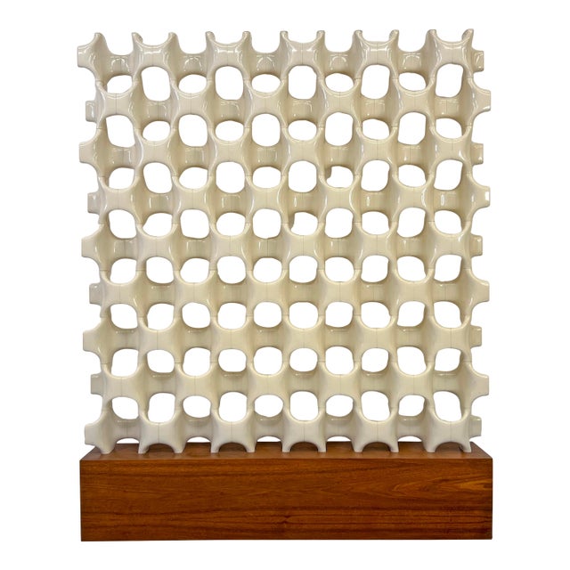Patinated Sculpta-Grille Bones Screen on Walnut Base by Richard Harvey, 1960s For Sale