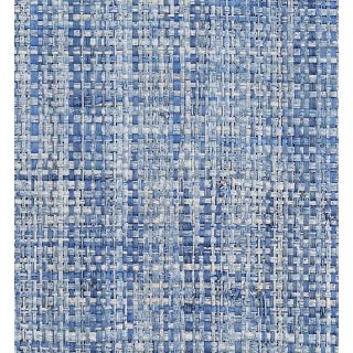 Phillip Jeffries Island Raffia Grasscloth Wallpaper in Blue Abalone 1157, 1 Roll (18 Yards), Approximately 162 Sq Ft (New!) For Sale