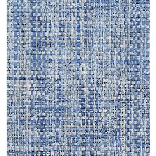 Phillip Jeffries Island Raffia Grasscloth Wallpaper in Blue Abalone 1157, 1 Roll (18 Yards), Approximately 162 Sq Ft (New!) For Sale