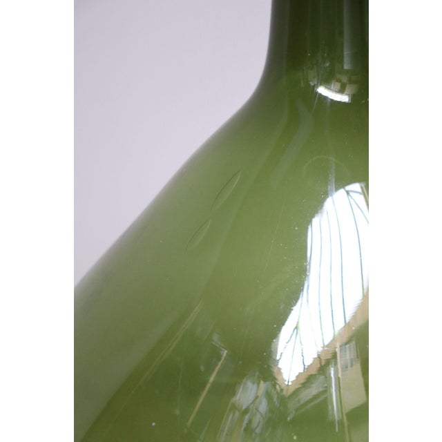 Glass Vintage Italian Green Blown Glass Bulbous Form Demijohn Carboy For Sale - Image 7 of 18