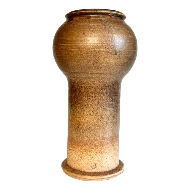 Sculptural Handmade Ceramic Vase with Warm Brown Glaze, Germany, 1980s For Sale