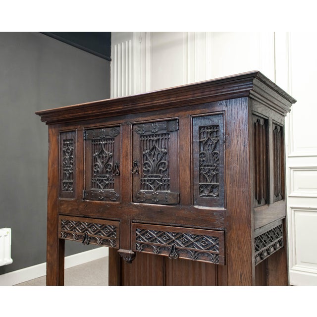 Brown 18th Century French Colonial Oak Cabinet with Gothic Elements For Sale - Image 8 of 12