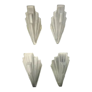 1930s Sabino Set of 4 Art Deco Sconces With Brass Fittings, Signed Sabino.