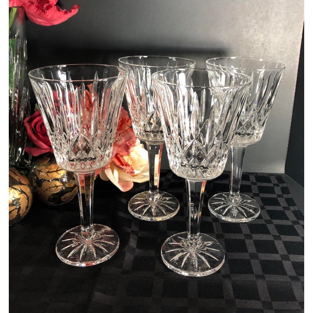 Godinger Water Goblets "Caitlin" Cut Crystal Glasses Set of Four