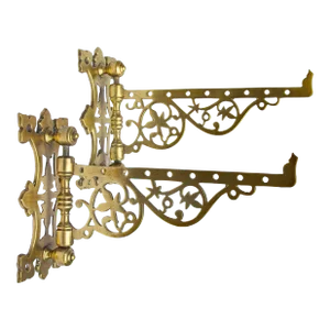 Antique Brass Wall Lamp or Plant Brackets 19th Century