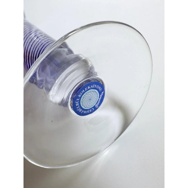 Vintage Pasabahce Swirl Thread Glass Vase For Sale - Image 4 of 5